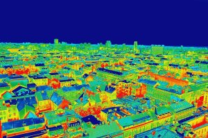 Thermal image over houses