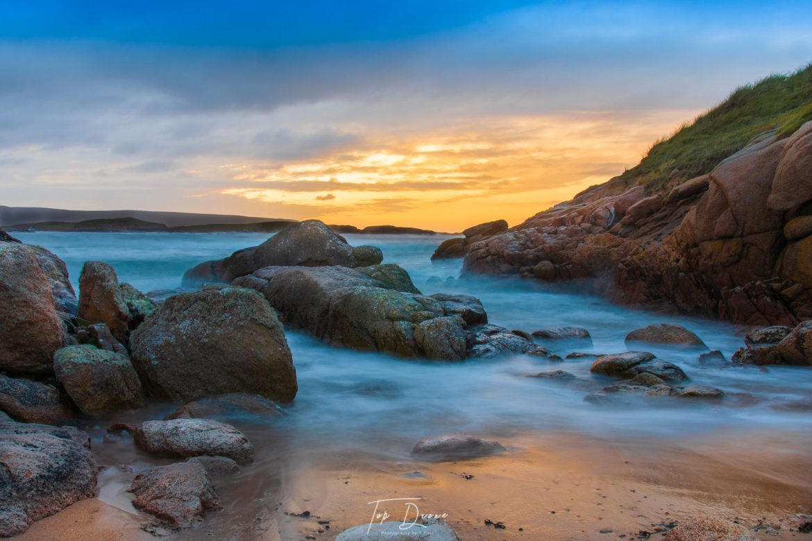 Arlands beach sunset misty sea