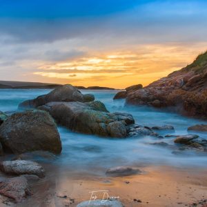 Arlands beach sunset misty sea