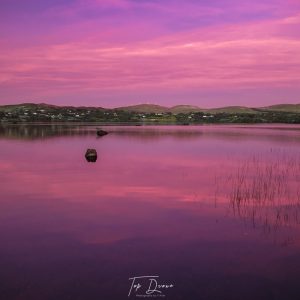 Lough Eske with purple sky at sunset i