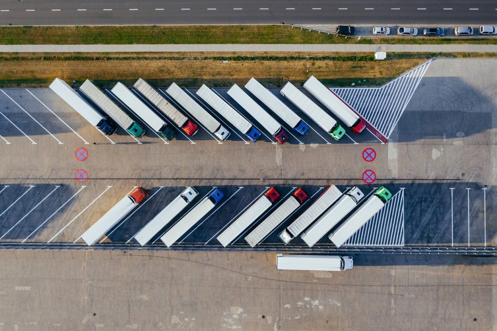 aerial photo of trailers