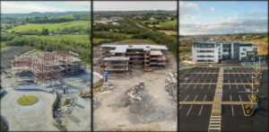 aerial photo of construction progression in Donegal