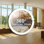 360 virtual tour logo in centre of room
