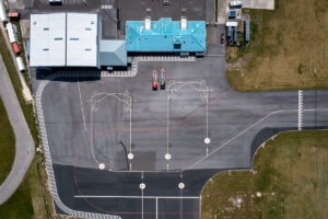 birds eye view from drone photo at Donegal Airport runway