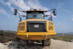Catapilar Dump Truck front shot at roadworks