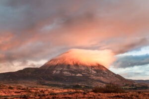 sunset at Errigal with a big cloud